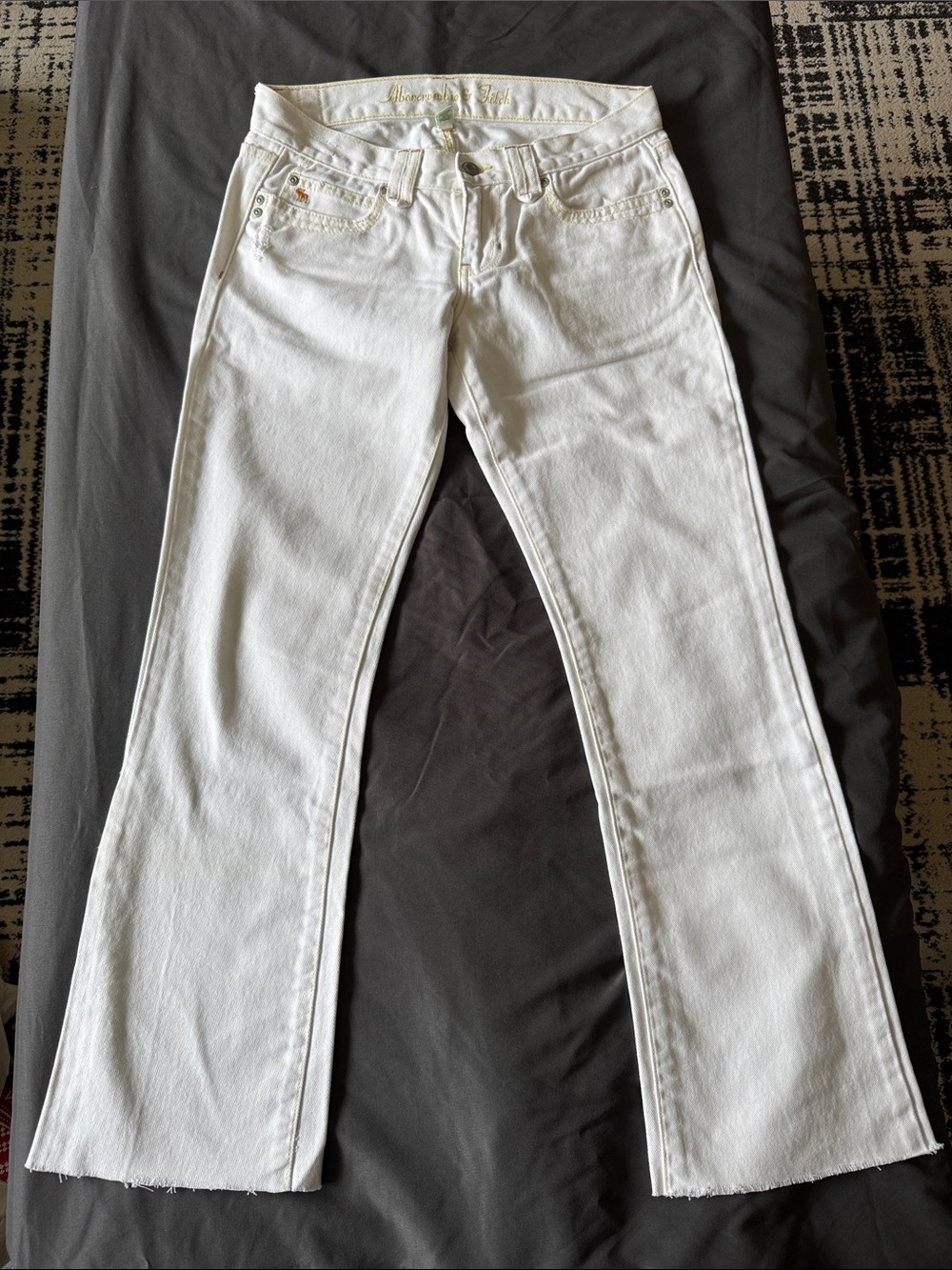Abercrombie & Fitch White Flared Wide-Leg Jeans